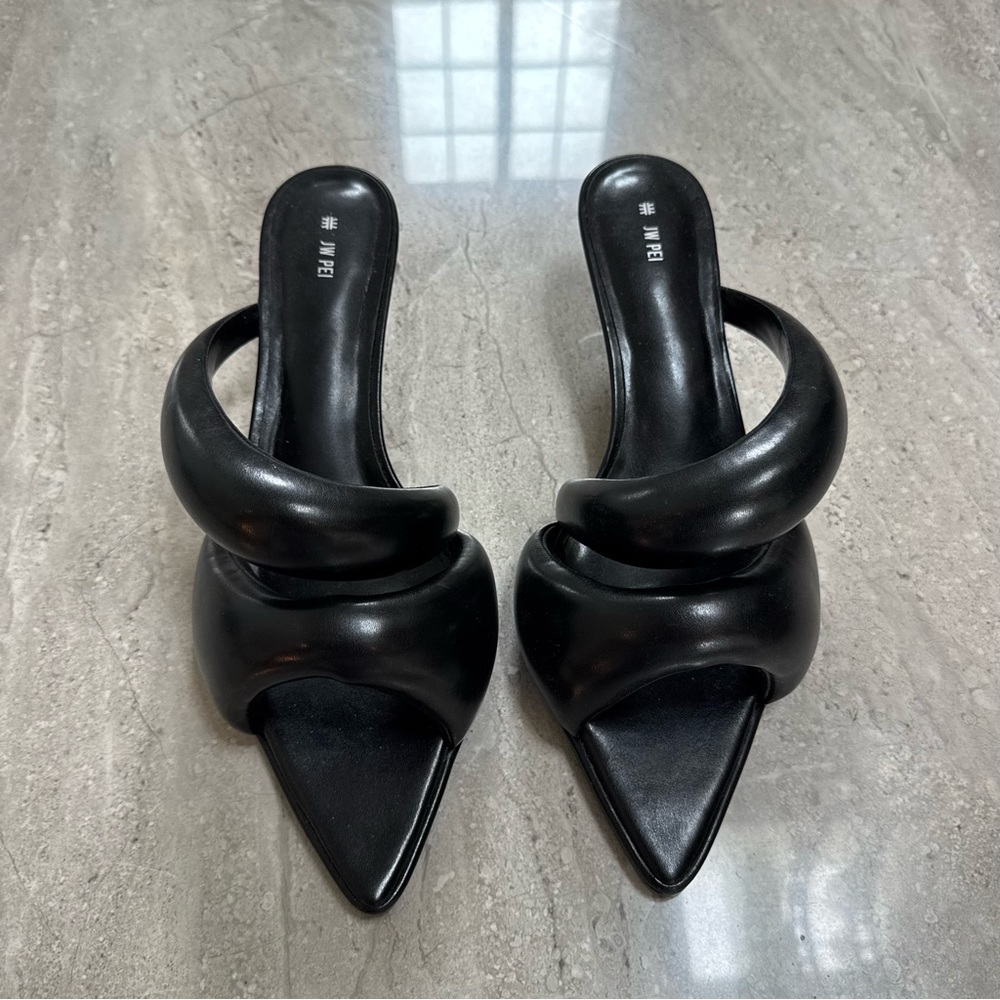 JW PEI Black Padded Mule Heels - Picture 3 of 7
